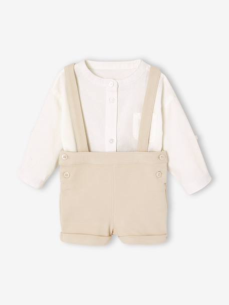 Occasion Wear Outfit: Shirt & Shorts for Babies beige+sage green 