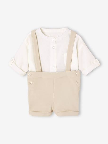 Occasion Wear Outfit: Shirt & Shorts for Babies beige+sage green 