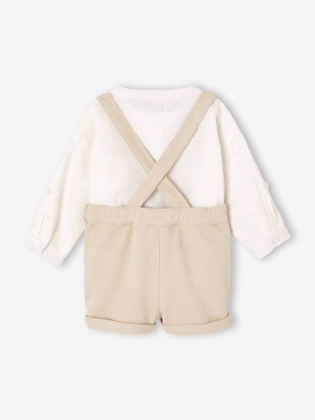 Occasion Wear Outfit: Shirt & Shorts for Babies beige+sage green 