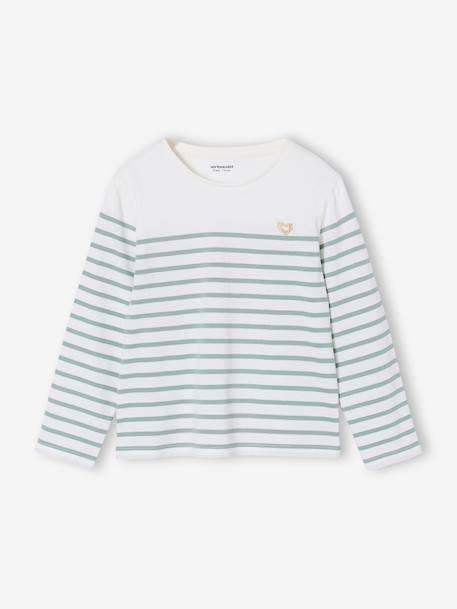 Long Sleeve Striped Top for Girls plum+sage green+striped blue 