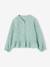 Girl's cotton gauze shirt aqua green+pale pink 