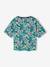 Tropical short-sleeved T-shirt with knot navy blue+pale pink 