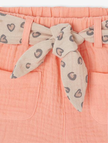 Shorts with Printed Belt for Girls coral 