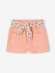 Shorts with Printed Belt for Girls