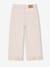 Girl's wide-leg trousers with frills ecru+lilac 