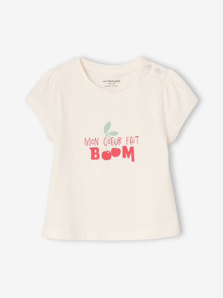 Pack of 3 long-sleeved t-shirts for girls - BASICS ecru+striped red 