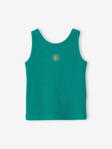 Ribbed Knit Tank Top for Girls emerald green 