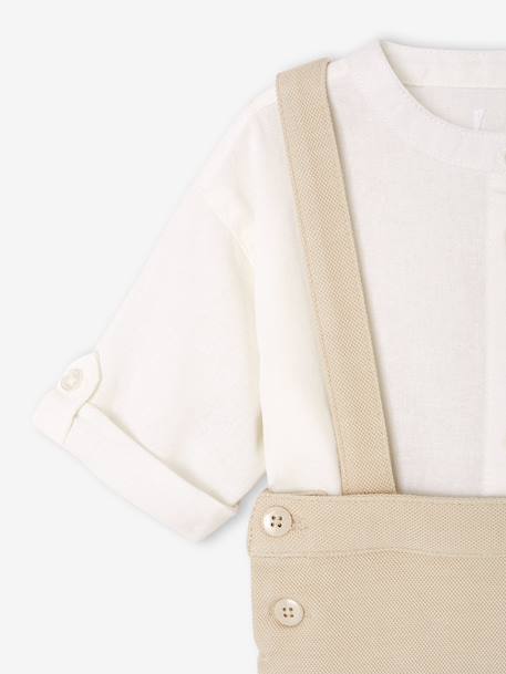Occasion Wear Outfit: Shirt & Shorts for Babies beige+sage green 