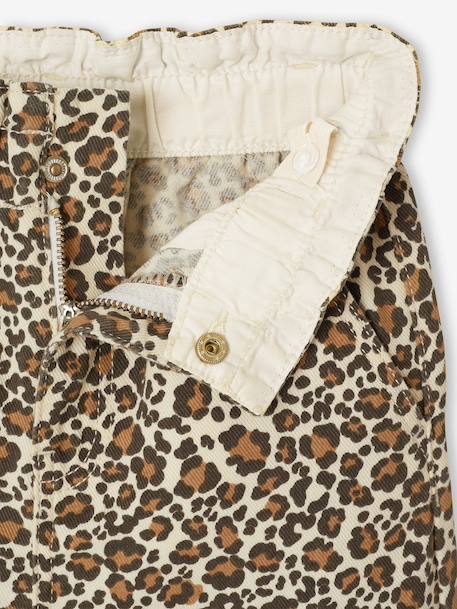 Wide-leg paperbag leopard print trousers for girls beige+chocolate+multicoloured+vanilla 