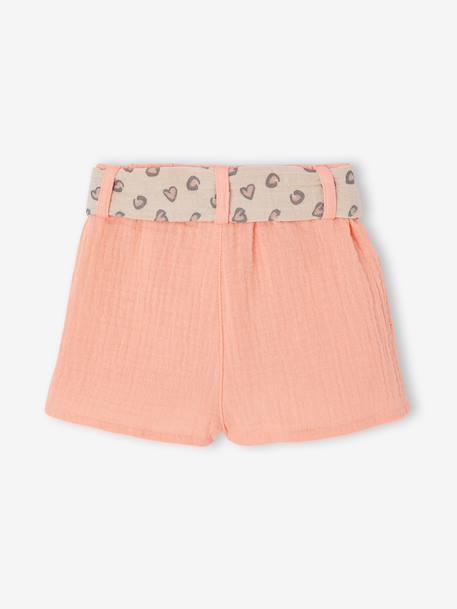 Shorts with Printed Belt for Girls coral 