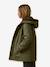 Girl's short parka with leopard lining CYRILLUS green 