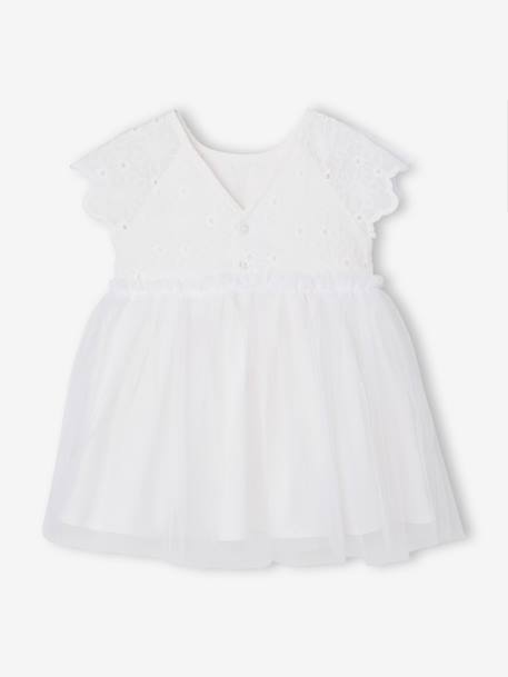 Embroidered Tulle Dress for Baby Girls white 