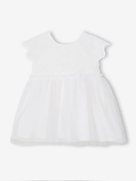 Embroidered Tulle Dress for Baby Girls white 