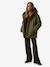 Girl's short parka with leopard lining CYRILLUS green 