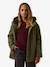 Girl's short parka with leopard lining CYRILLUS green 