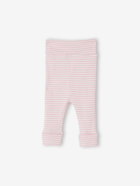 Set of baby bodysuit, leggings and striped beanie marl pink 