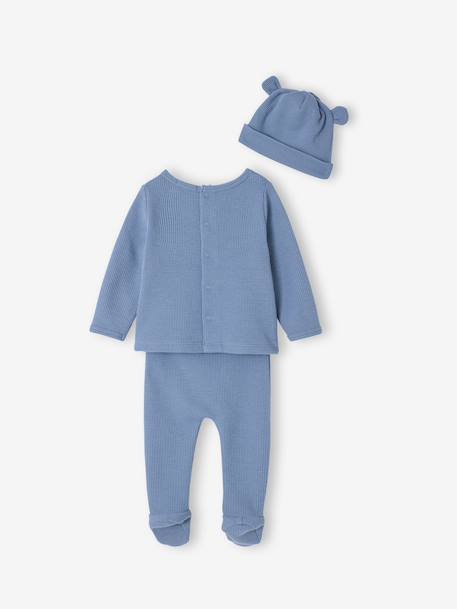 3-Piece Ensemble for Newborn Babies blue+ecru 
