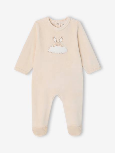 Velvet sleepsuit for newborns ecru 