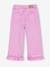 Girl's wide-leg trousers with frills ecru+lilac 