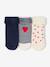 Pack of 3 pairs of 'hearts' socks for baby girls ecru+hazel 