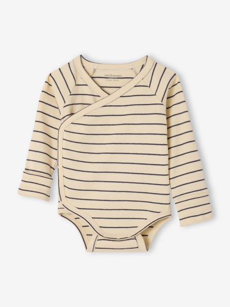 Pack of 3 long-sleeved newborn bodysuits ecru 