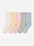 Pack of 5 Pairs of Dotted Socks for Girls dusky pink+pale pink+rose+rosy 