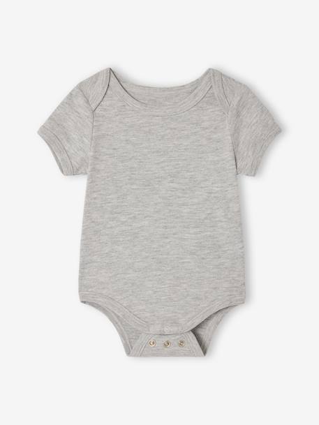 Pack of 3 short-sleeved, convertible bodysuits for boys marl grey 