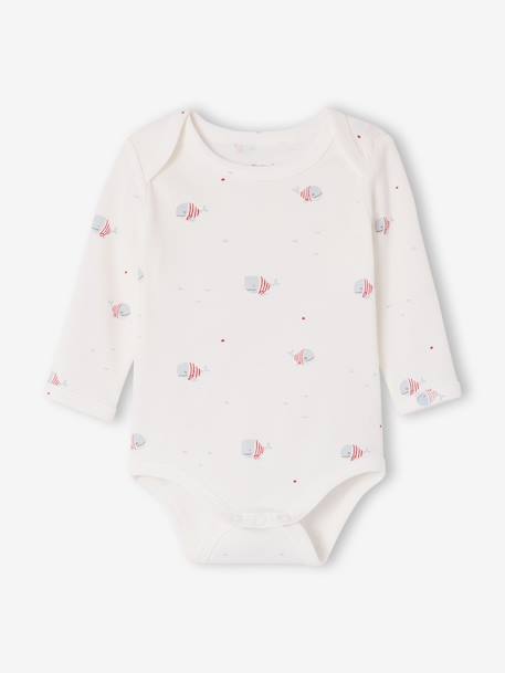 Pack of 5 long-sleeved whale bodysuits blue 