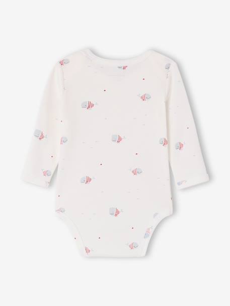 Pack of 5 long-sleeved whale bodysuits blue 