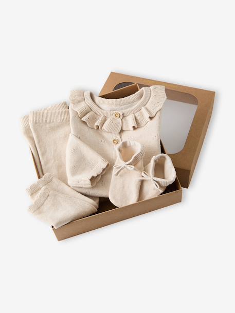 3-Piece Knitted Set for Baby Girls marl beige 