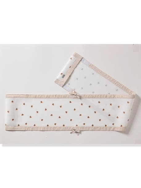 Breathable HEARTS Cot Bumper camel 