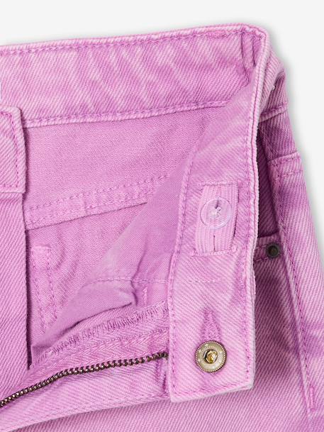 Girl's wide-leg trousers with frills ecru+lilac 