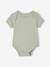 Pack of 3 short-sleeved pointelle bodysuits sage green 