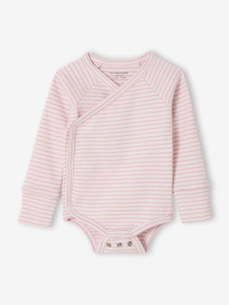 Set of baby bodysuit, leggings and striped beanie marl pink 