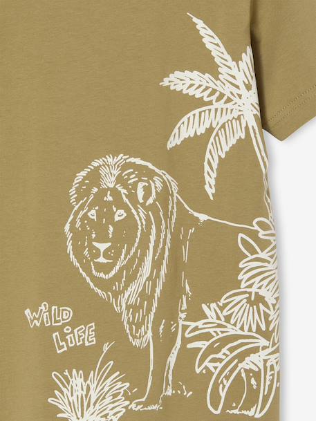Printed boy's t-shirt aqua green+marl white+medium blue+mint green+ochre+olive+terracotta 
