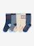 Pack of 5 Pairs of 'Cool Kids' Socks for Boys azure+indigo+sage green 