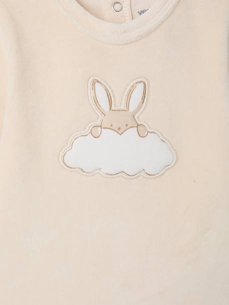 Velvet sleepsuit for newborns ecru 