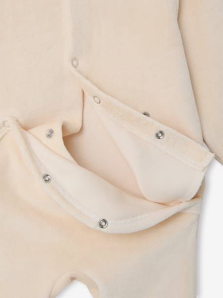 Velvet sleepsuit for newborns ecru 
