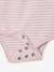Set of baby bodysuit, leggings and striped beanie marl pink 