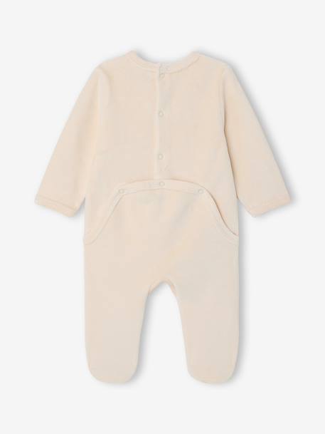 Velvet sleepsuit for newborns ecru 
