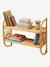 Rattan sun shelf 2 levels wood 