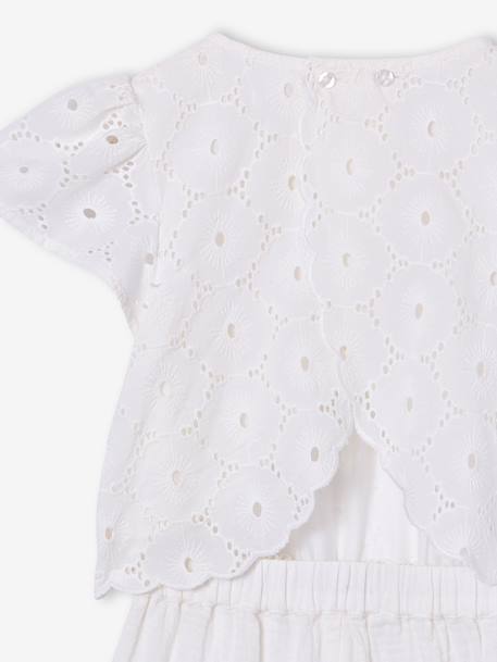 Girl's playsuit in English embroidery white 