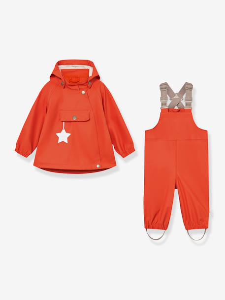 Rain set: waterproof jacket & dungaree trouser for babies MATWAINIS MINI A TURE tomato red 