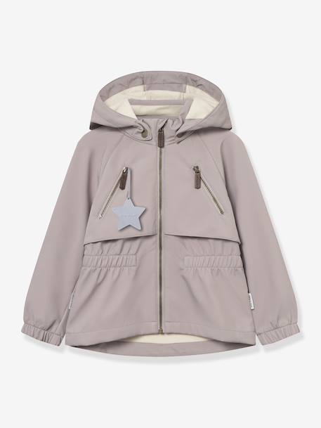 Girl's windproof and water-repellent softshell hooded jacket MATALGEA MINI A TURE mauve 