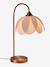 Table lamp with flower lampshade and metal base beige 