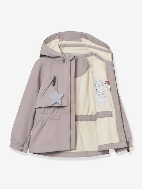 Girl's windproof and water-repellent softshell hooded jacket MATALGEA MINI A TURE mauve 