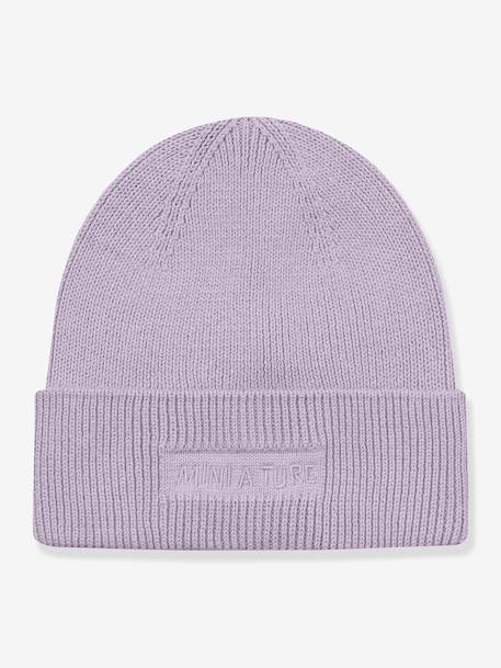 Knitted beanie for children MATBOJE MINI A TURE lilac+sand beige 