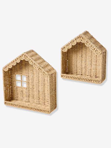 Pack of 2 house shelves beige 