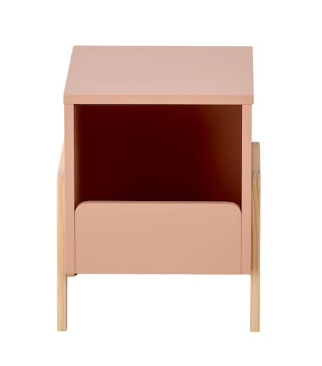 Bedside Table for Kids, Rétro Theme pale pink+WHITE LIGHT SOLID 