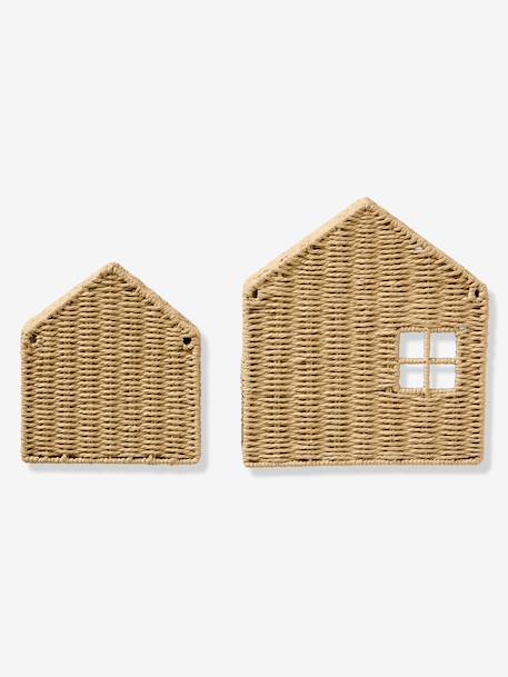 Pack of 2 house shelves beige 
